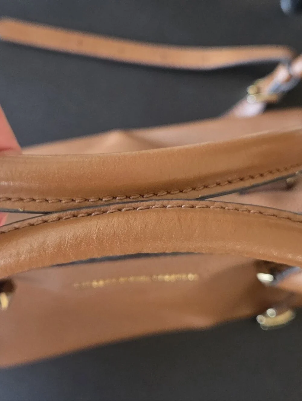 MICHAEL KORS Cognac Pebbled Leather Satchel with Gold Hardware